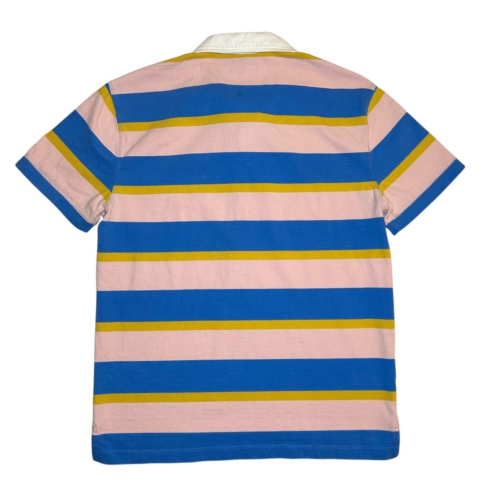 Banana Republic Rugby Polo Shirt Pink Blue Yellow Stripe Mens Size M - Picture 5 of 8